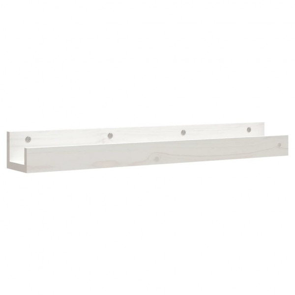 Prateleiras de parede 2 pcs 80x12x9 cm pinho maciço branco M 3