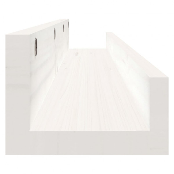 Estantes de pared 2 uds madera maciza de pino blanco 80x12x9 cm M 5