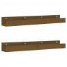 Prateleiras de parede 2 pcs 80x12x9cm pinho maciço castanho-mel 2