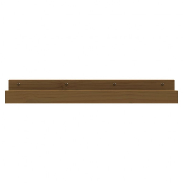 Prateleiras de parede 2 pcs 80x12x9cm pinho maciço castanho-mel M 4