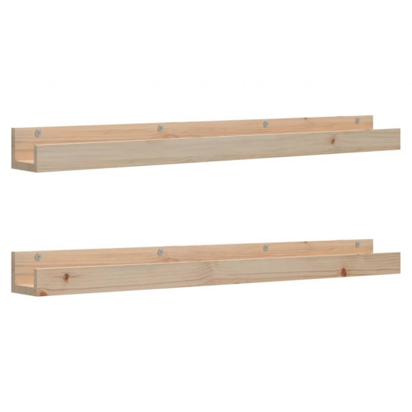 Estantes de pared 2 uds madera maciza de pino 110x12x9 cm M 2