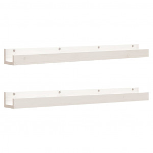 Estantes de pared 2 uds madera maciza de pino blanco 110x12x9cm H