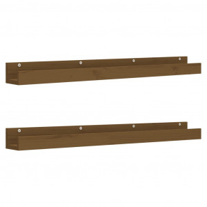 Estantes de pared 2 uds madera de pino marrón miel 110x12x9 cm H