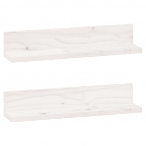 Prateleiras de parede 2 pcs 50x11x9 cm pinho maciço branco H