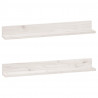 Prateleiras de parede 2 pcs 80x11x9 cm pinho maciço branco 2