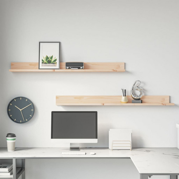 Estantes de pared 2 uds madera maciza de pino 110x11x9 cm D