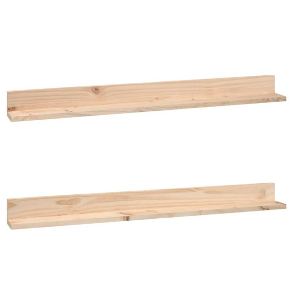 Estantes de pared 2 uds madera maciza de pino 110x11x9 cm M 2