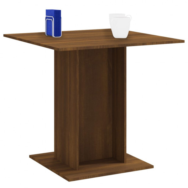 Mesa de comedor madera contrachapada roble marrón 80x80x75 cm M 3