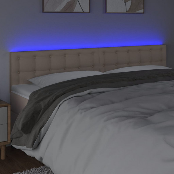 Cabecero con LED cuero sintético color capuchino 200x5x78/88 cm M 3
