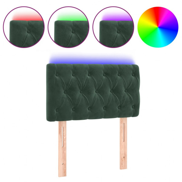 Cabecero con LED de terciopelo verde oscuro 80x7x78/88 cm M 2