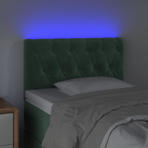 Cabeceira de cama c/ luzes LED veludo 80x7x78/88cm verde-escuro M 3