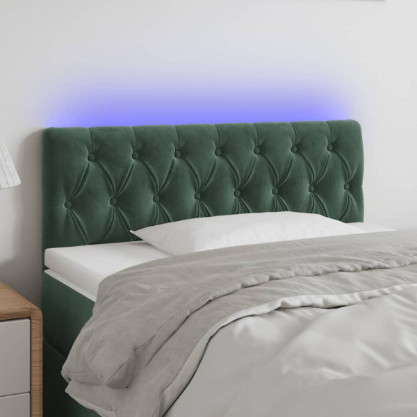 Cabecero con LED de terciopelo verde oscuro 90x7x78/88 cm D
