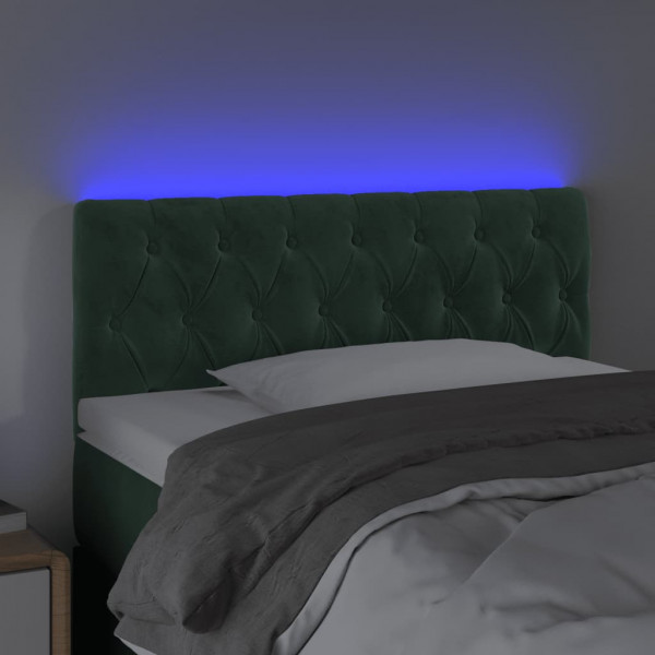 Cabeceira de cama c/ luzes LED veludo 90x7x78/88cm verde-escuro M 3