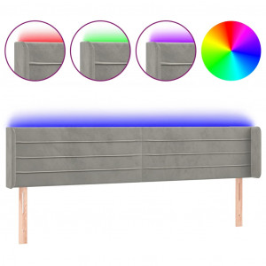 Cabecero con LED de terciopelo gris claro 203x16x78/88 cm H
