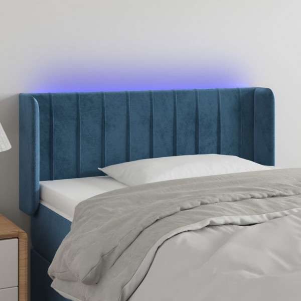 Cabecero con LED de terciopelo azul oscuro 103x16x78/88 cm D
