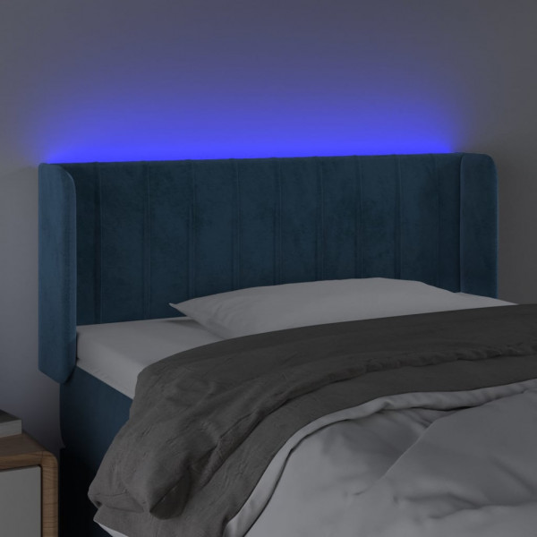 Cabecero con LED de terciopelo azul oscuro 103x16x78/88 cm M 4