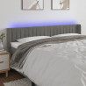 Cabecero con LED de terciopelo gris claro 183x16x78/88 cm 1