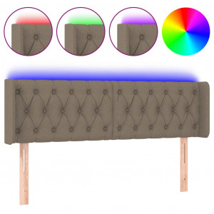 Cabecero con LED de tela gris taupe 163x16x78/88 cm H