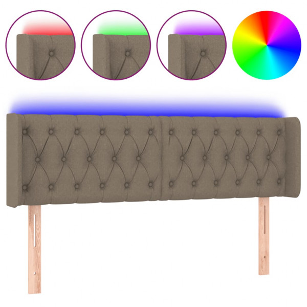 Cabecero con LED de tela gris taupe 163x16x78/88 cm M 2