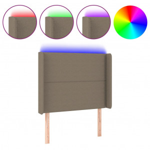 Cabecero con LED de tela gris taupe 93x16x118/128 cm H