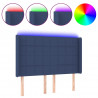 Cabeceira de cama c/ luzes LED tecido 147x16x118/128 cm azul 2