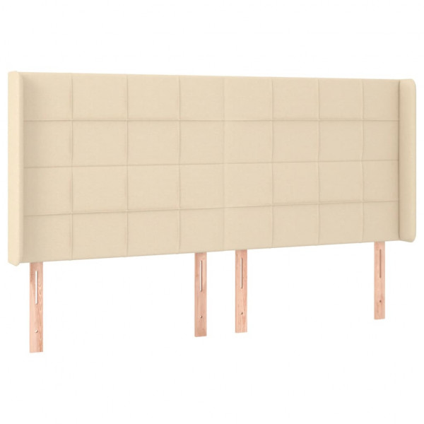 Cabeceira cama c/ luzes LED tecido 203x16x118/128 cm cor creme M 3