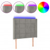 Cabecero con LED de terciopelo gris claro 83x16x118/128 cm 2