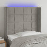 Cabeceira cama c/ luzes LED veludo 93x16x118/128 cm cinza-claro 1