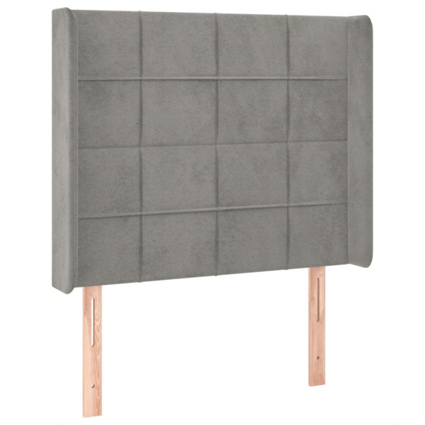Cabeceira cama c/ luzes LED veludo 93x16x118/128 cm cinza-claro M 3