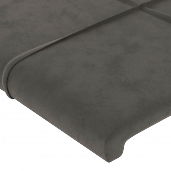 Cabeceira cama c/ luzes LED veludo 93x16x118/128cm cinza-escuro M 5
