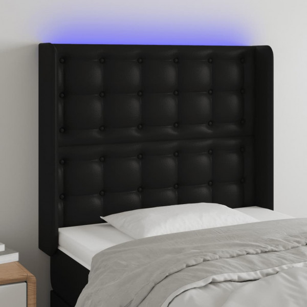 Cabecero con LED cuero sintético negro 93x16x118/128 cm D