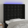 Cabecero con LED cuero sintético negro 93x16x118/128 cm 1