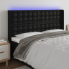 Cabecero con LED cuero sintético negro 203x16x118/128 cm 1