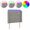 Cabeceira cama c/ luzes LED veludo 103x16x118/128cm cinza-claro 2