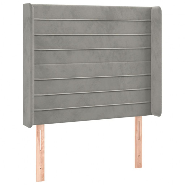 Cabeceira cama c/ luzes LED veludo 103x16x118/128cm cinza-claro M 3