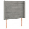 Cabeceira cama c/ luzes LED veludo 103x16x118/128cm cinza-claro 3