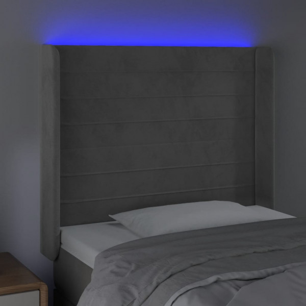 Cabecero con LED de terciopelo gris claro 103x16x118/128 cm M 4