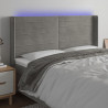 Cabecero con LED de terciopelo gris claro 163x16x118/128 cm 1
