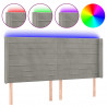 Cabecero con LED de terciopelo gris claro 163x16x118/128 cm 2