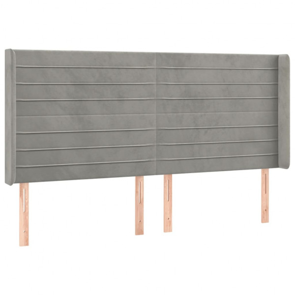 Cabecero con LED de terciopelo gris claro 163x16x118/128 cm M 3