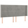 Cabeceira cama c/ luzes LED veludo 163x16x118/128cm cinza-claro 3