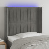 Cabecero con LED de terciopelo gris claro 83x16x118/128 cm 1
