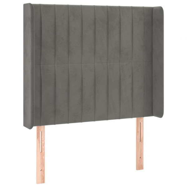 Cabeceira cama c/ luzes LED veludo 83x16x118/128 cm cinza-claro M 3