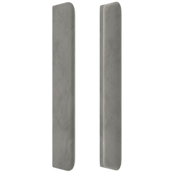 Cabeceira cama c/ luzes LED veludo 83x16x118/128 cm cinza-claro M 5