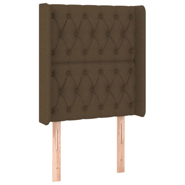 Cabeceira de cama c/ luzes LED tecido 83x16x118/128 cm castanho M 3