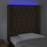 Cabeceira de cama c/ luzes LED tecido 83x16x118/128 cm castanho 4