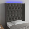 Cabecero con LED de terciopelo gris oscuro 83x16x118/128 cm 1