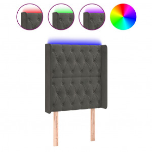Cabecero con LED de terciopelo gris oscuro 83x16x118/128 cm H