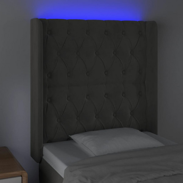 Cabecero con LED de terciopelo gris oscuro 83x16x118/128 cm M 4
