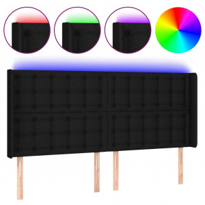 Cabecero con LED de tela negro 203x16x118/128 cm H